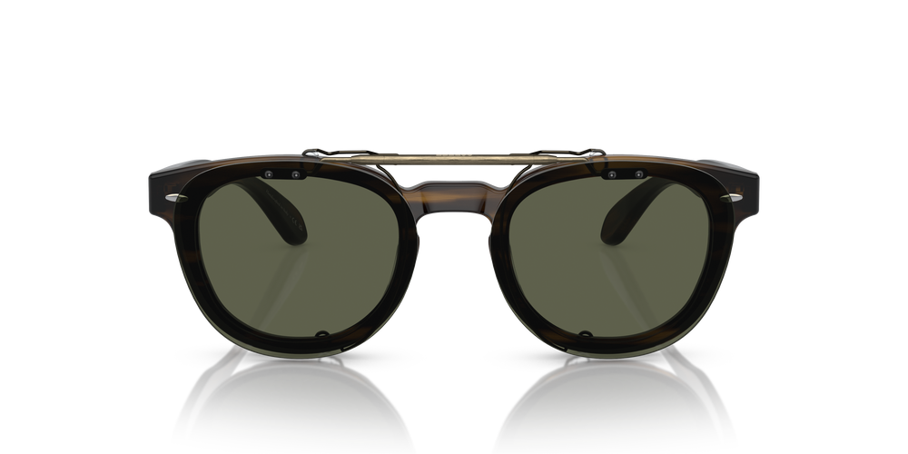 Oliver Peoples Sheldrake Flip-Up Clip with Antique Gold frame and