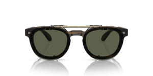 Oliver Peoples Sheldrake Flip-Up Clip with Antique Gold frame and Green lenses - image 3