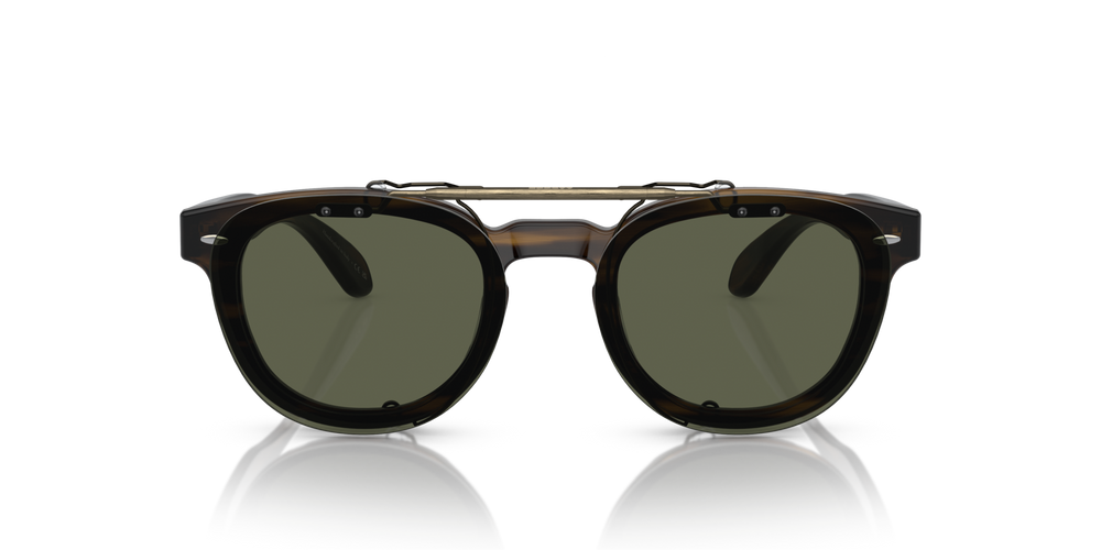 Oliver Peoples Sheldrake Flip-Up Clip avec une monture Or patiné et des verres Vert - image 3