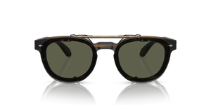 Oliver Peoples Sheldrake Flip-Up Clip avec une monture Or patiné et des verres Vert - image 3