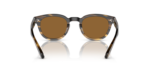 Oliver Peoples Sheldrake Sun Low Bridge Fit avec une monture Cocobolo et des verres Brun - L'image 5