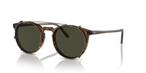 Oliver Peoples O'Malley Clip with Antique Gold frame and Green lenses - Image 2
