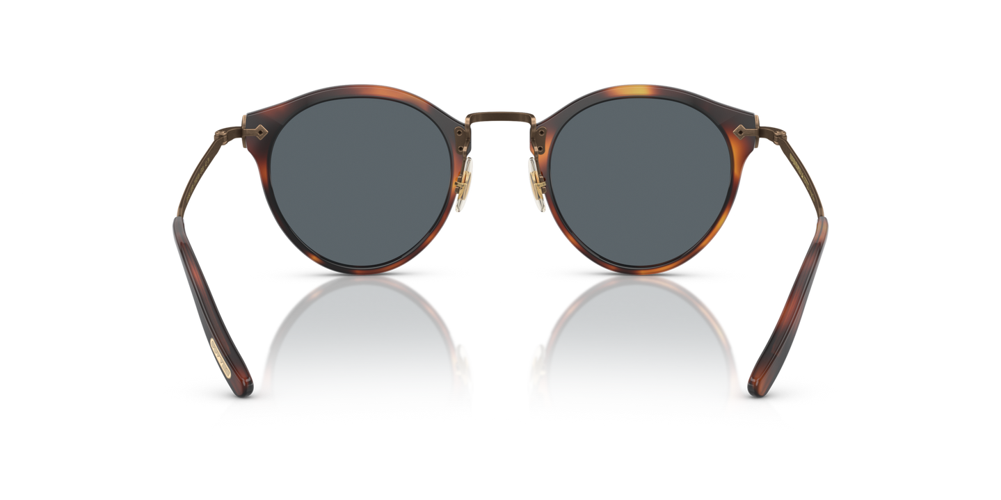 Oliver Peoples OP-505 Sun with Dark Mahogany-Bronze frame and Blue lenses - Image Nosepads