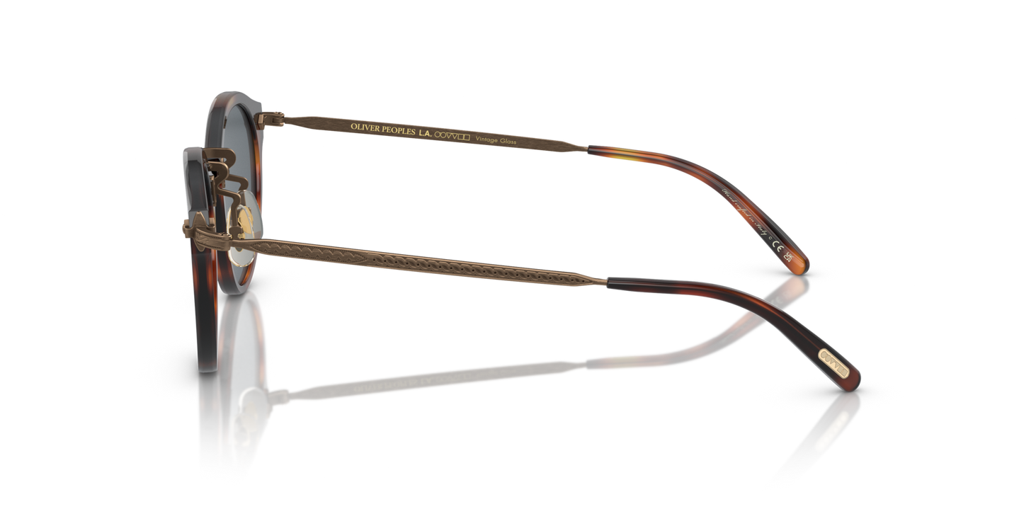 Oliver Peoples OP-505 Sun with Dark Mahogany-Bronze frame and Blue lenses - Image Oliver Peoples Logo
