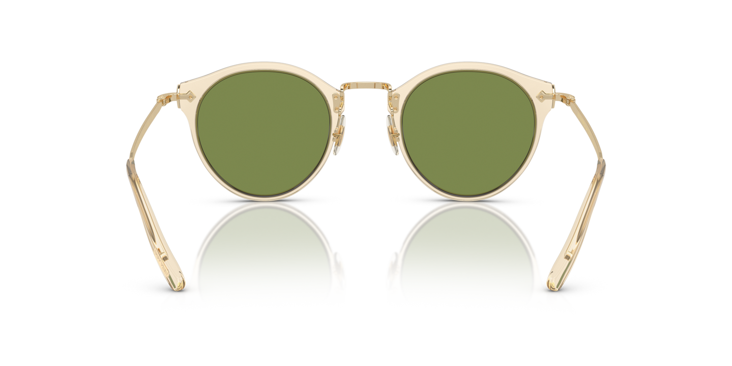 Oliver Peoples OP-505 Sun with Buff-Gold frame and Green lenses - Image Nosepads