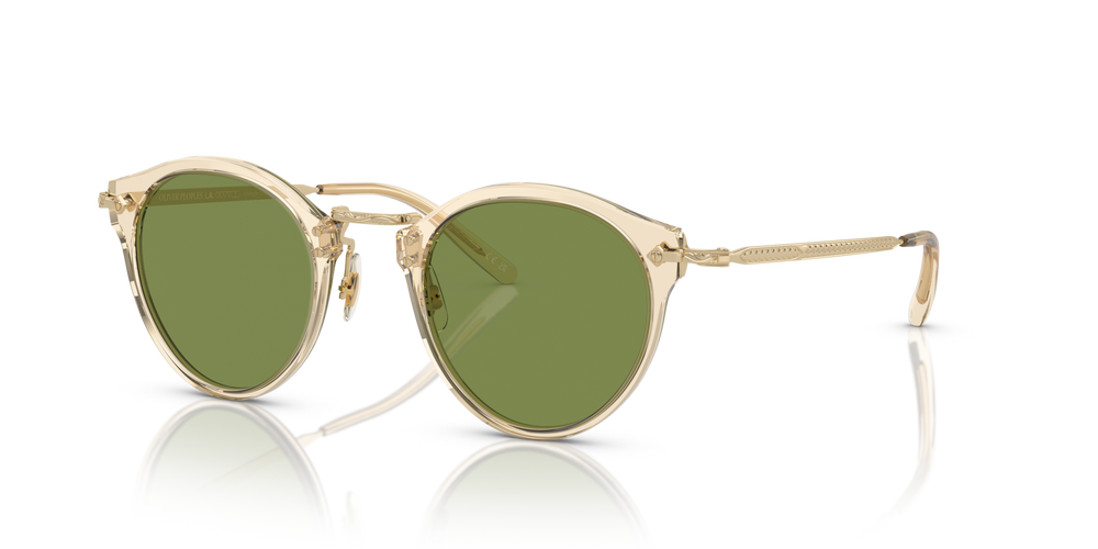 Sie Oliver Peoples OP-505 Sun mit Leder-Gold Gestell und Grün Gläsern - bild 2