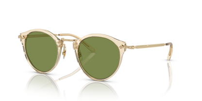 Oliver Peoples OP-505 Sun with Buff-Gold frame and Green lenses