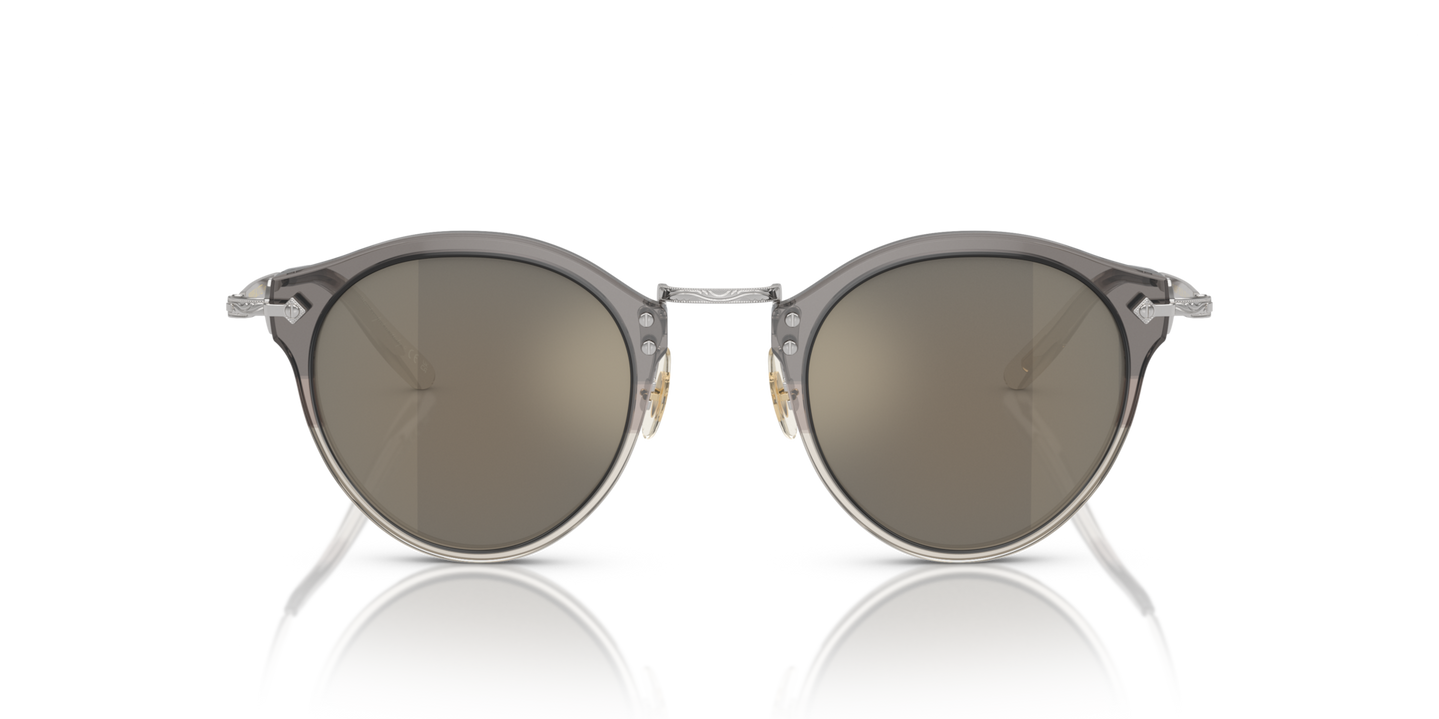 Oliver Peoples OP-505 Sun with Vintage Grey Fade-Silver frame and Gold lenses - Image Filigrees