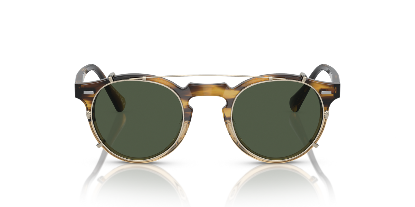Sie Oliver Peoples Gregory Peck Clip mit Gold Gestell und Grün Gläsern - Bild Gläser