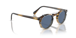 Oliver Peoples Gregory Peck Clip with Silver frame and Blue lenses - Image 4