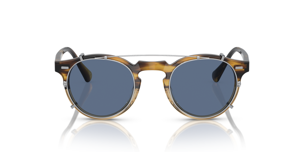 Oliver Peoples Gregory Peck Clip with Silver frame and Blue lenses