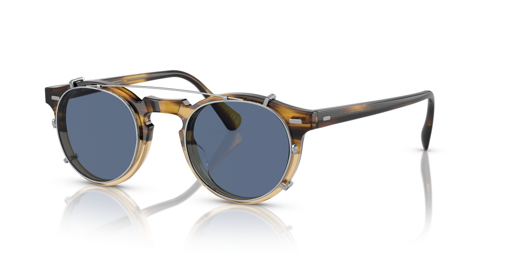 Oliver Peoples Gregory Peck Clip with Silver frame and Blue lenses - Image 2