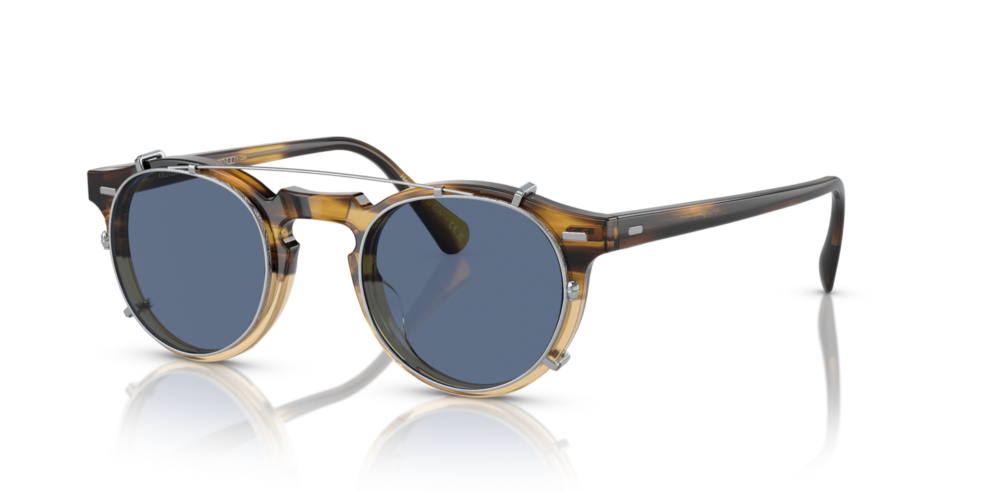 Oliver Peoples Gregory Peck Clip con montura Plateado y lentes Azul - Imagen Filigranas