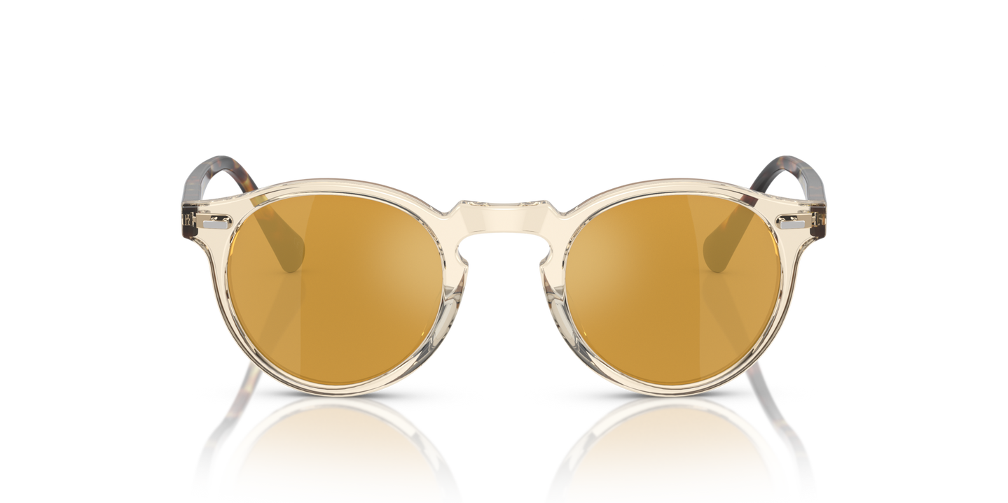 Oliver Peoples Gregory Peck Sun with Buff-DTB frame and Gold lenses - Image Material