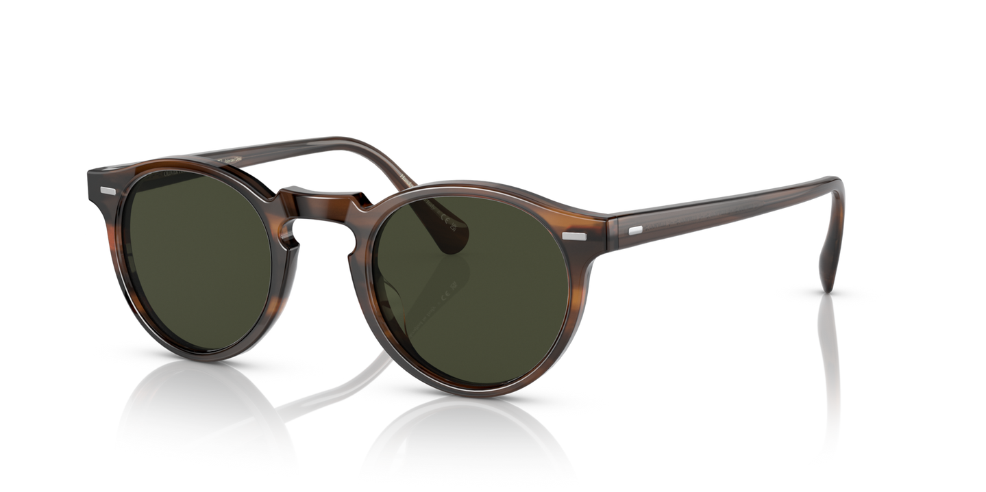 Oliver Peoples Gregory Peck Sun con montatura Tuscany Tortoise e lenti  Verde - Immagine Placchette