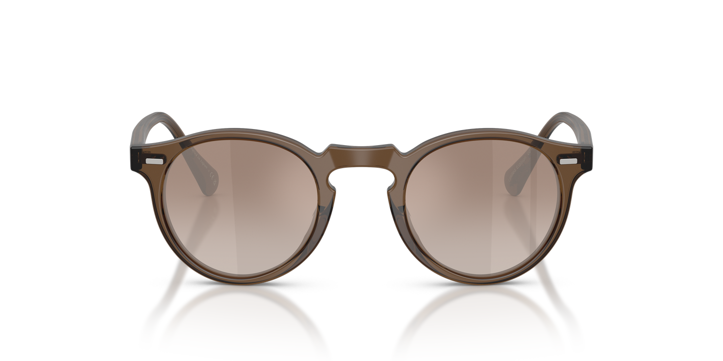 OLIVER PEOPLE ブラウン ラウンドサングラス Oliver Peoples Gregory Peck Sun Exclusive with Semi Matte Espresso