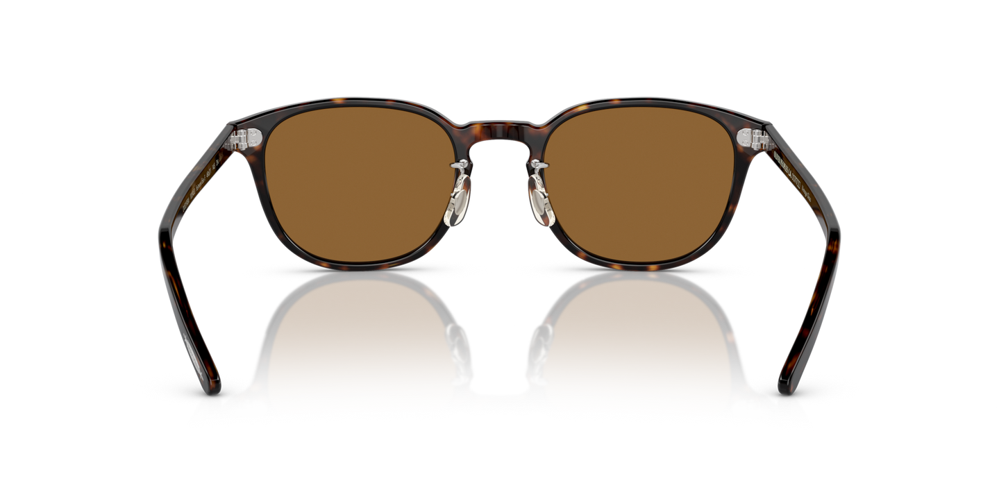 Oliver Peoples Fairmont Sun-F avec une monture 362 et des verres Brun - Image Plaquettes de nez