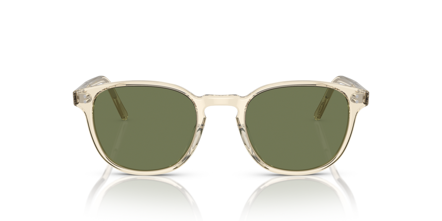 Oliver Peoples Fairmont Sun with Buff frame and Green lenses - Image Lenses