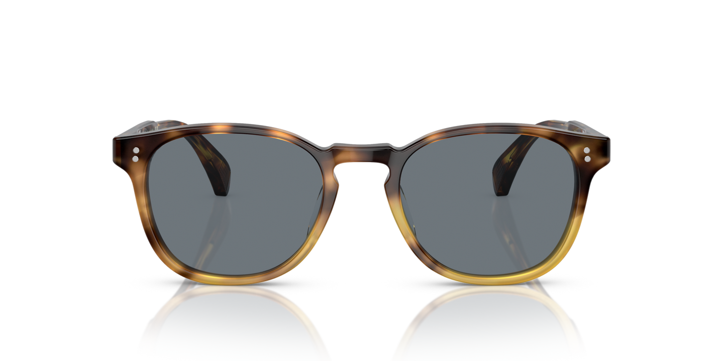 Oliver Peoples Finley Esq. Sun with Vintage Brown Tortoise Gradient frame and Blue lenses - Image Lenses