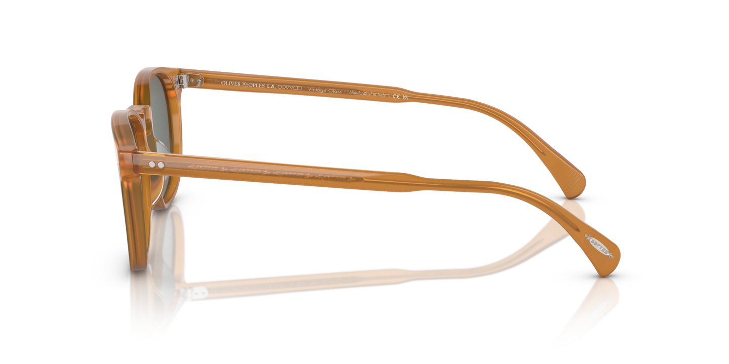 Oliver Peoples Finley Esq. Sun with Amber frame and Blue lenses - Image Hinge