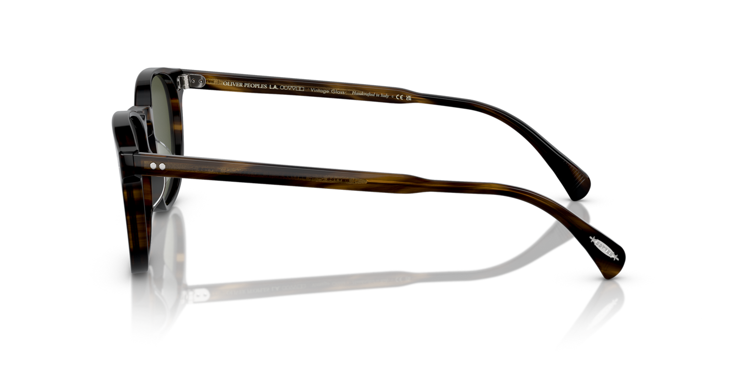 Oliver Peoples Finley Esq. Sun with Bark frame and Green lenses - Image Hinge