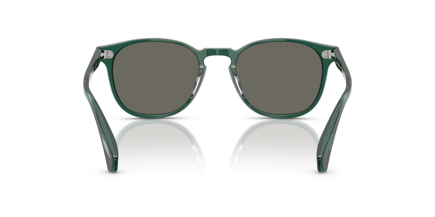 Oliver Peoples Finley Esq. Sun with Translucent Dark Teal frame and Grey lenses - Image Nosepads