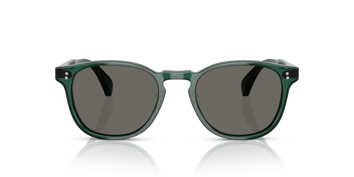 Oliver Peoples Finley Esq. Sun with Translucent Dark Teal frame and Grey lenses - Image Lenses