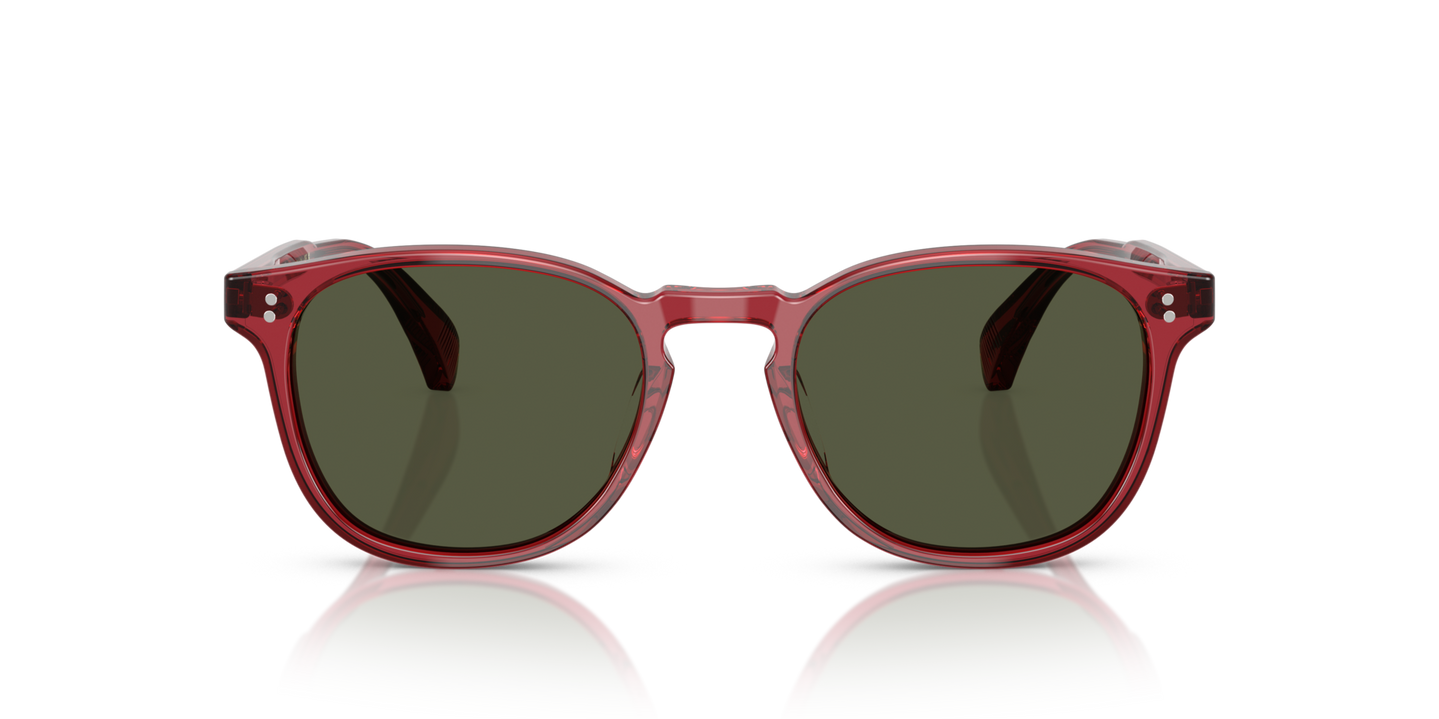 Sie Oliver Peoples Finley Esq. Sun mit Translucent Rust Gestell und Grün Gläsern - Bild Gläser