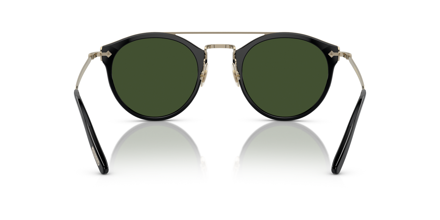 Oliver Peoples Remick with Black/Gold frame and Green lenses - Image Nosepads