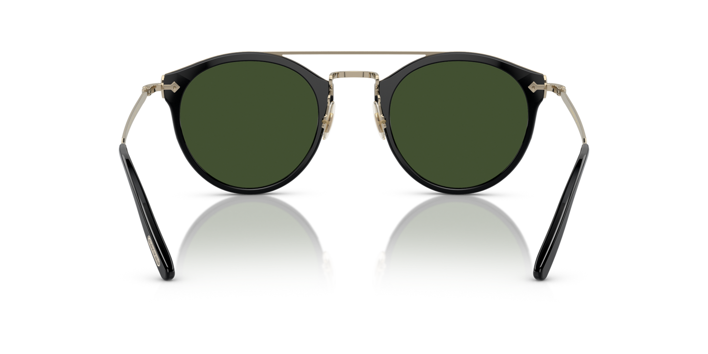 Oliver Peoples Remick with Black/Gold frame and Green lenses - Image Nosepads