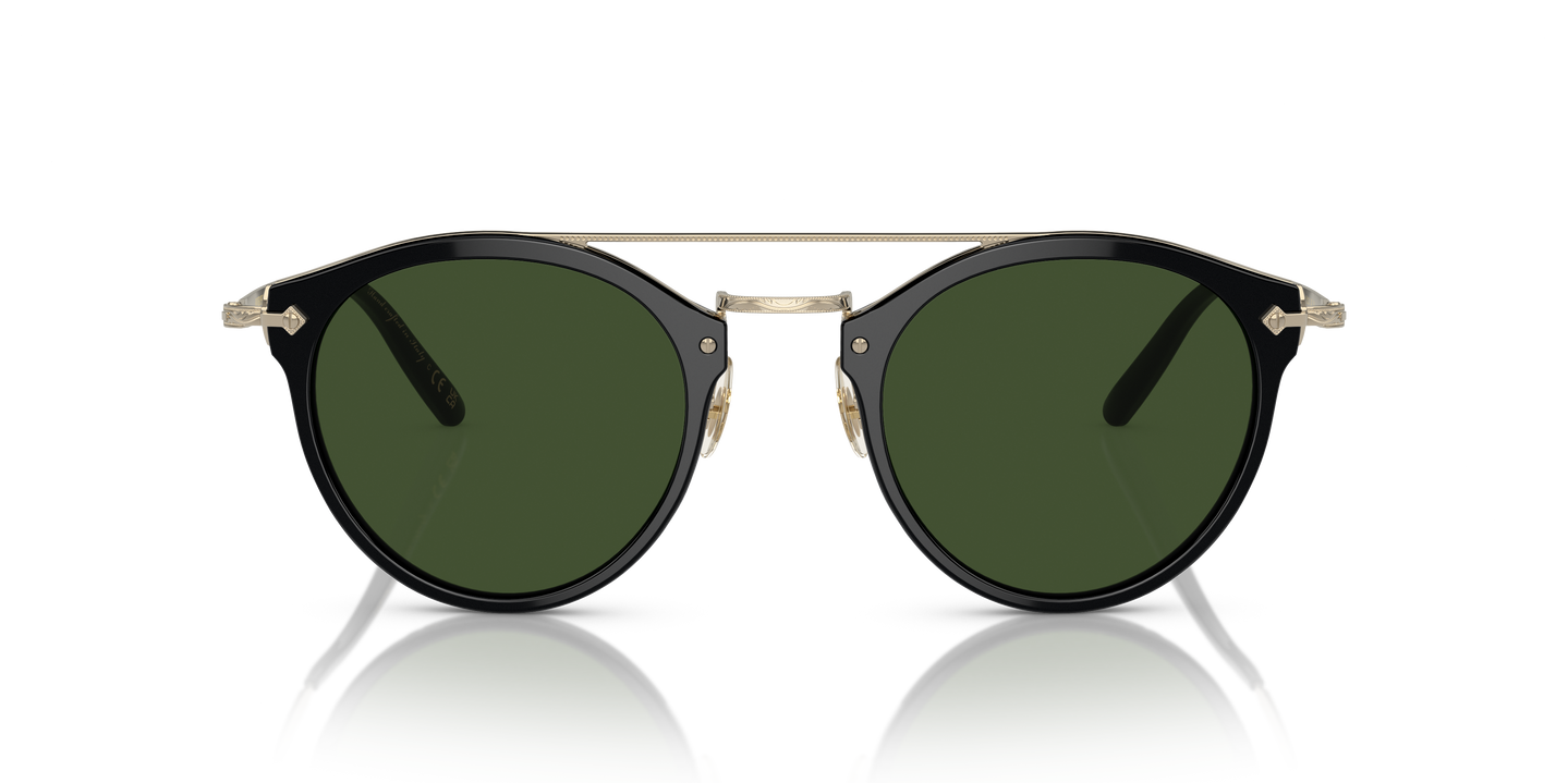 Oliver Peoples Remick with Black/Gold frame and Green lenses