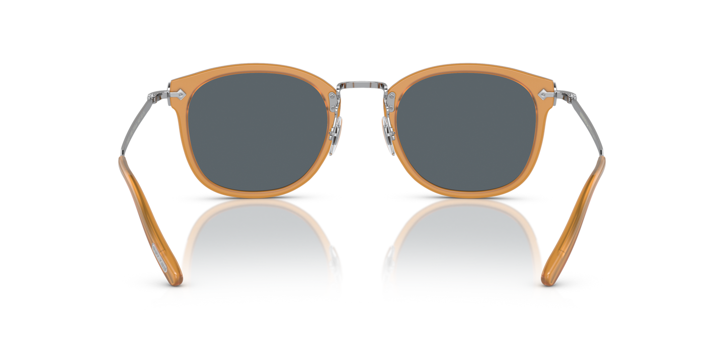 Oliver Peoples OP-506 Sun with Amber-Silver frame and Blue lenses - Image Nosepads