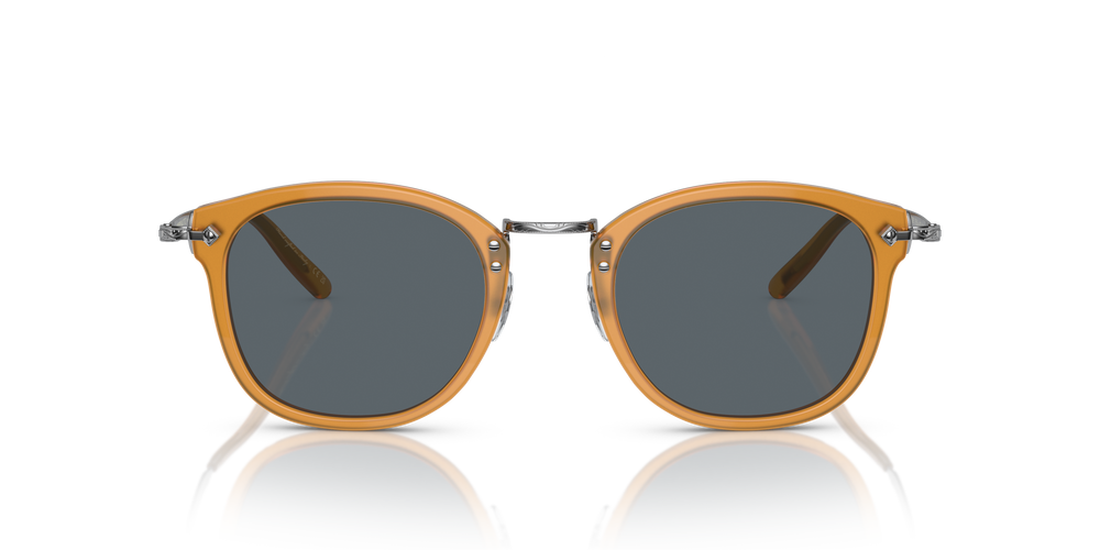 Oliver Peoples OP-506 Sun with Amber-Silver frame and Blue lenses