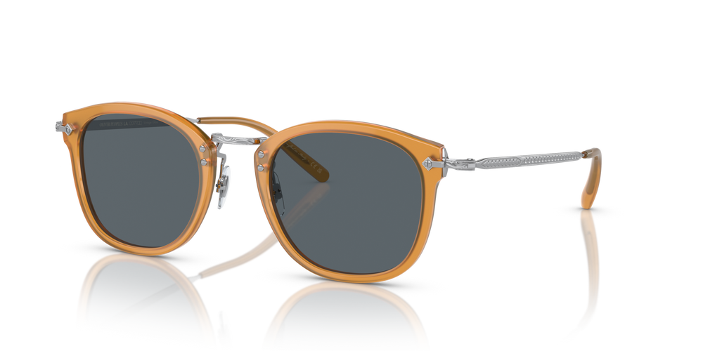 Oliver Peoples OP-506 Sun con montatura Ambra/Argento e lenti  Blu - immagine 2