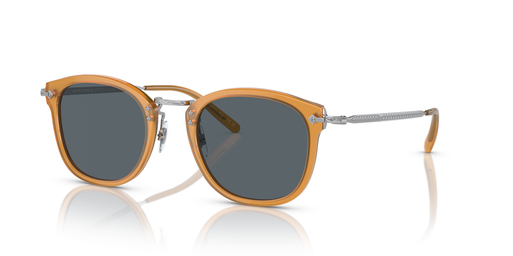 Oliver Peoples OP-506 Sun with Amber-Silver frame and Blue lenses