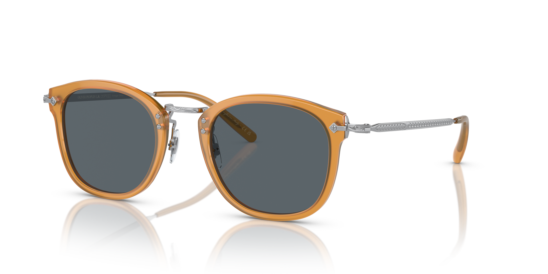 Oliver Peoples OP-506 Sun with Amber-Silver frame and Blue lenses