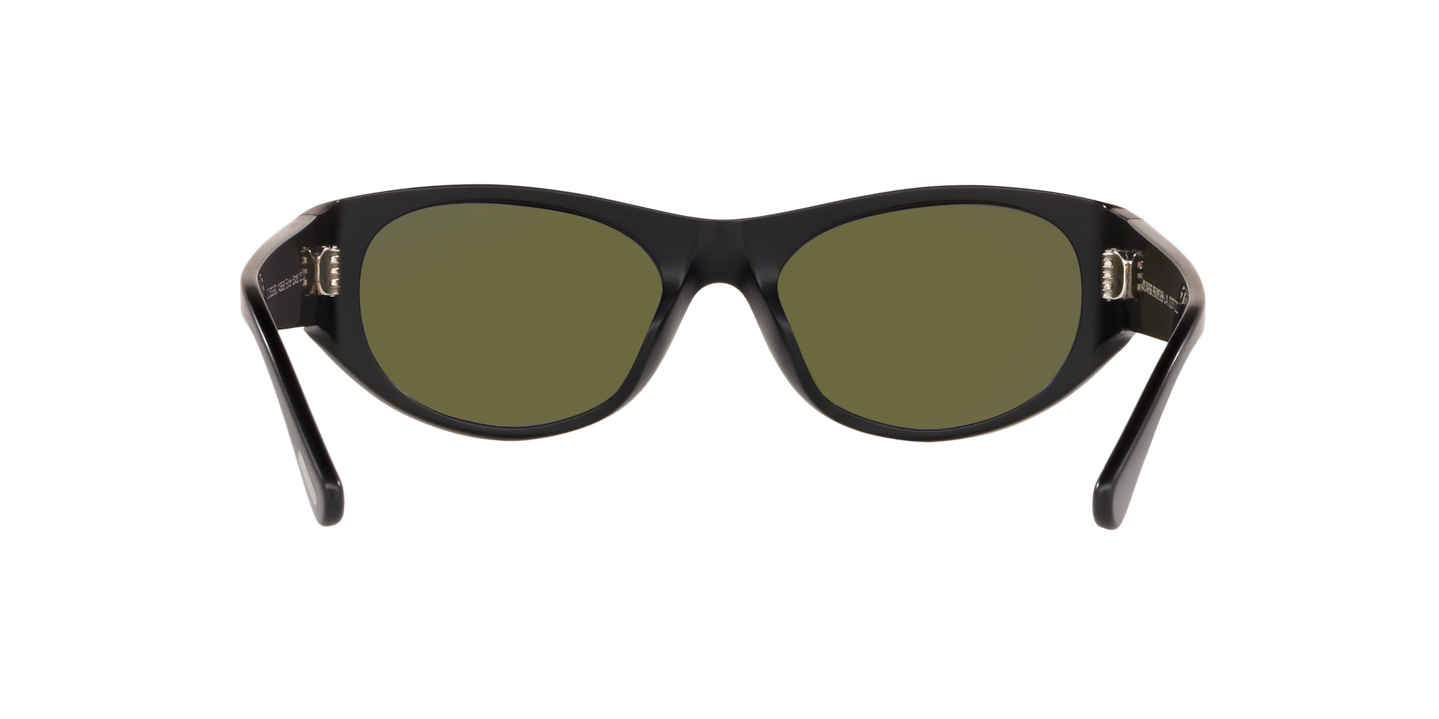 Sie Oliver Peoples Exton mit Halbmatt Schwarz Gestell und Grün Gläsern - Bild Stegplättchen
