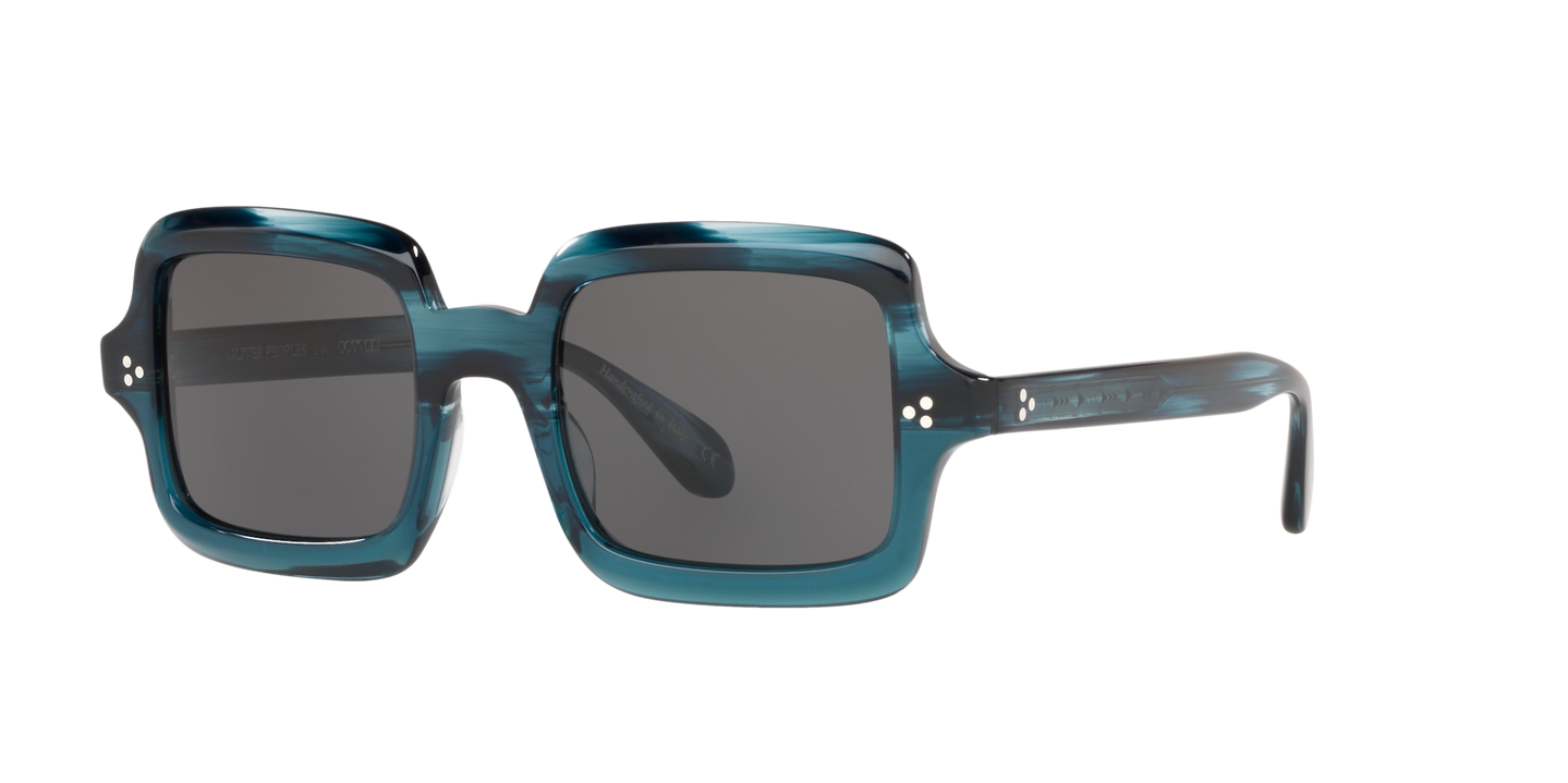 Oliver Peoples Avri with Teal VSB frame and Grey lenses - Image Lenses