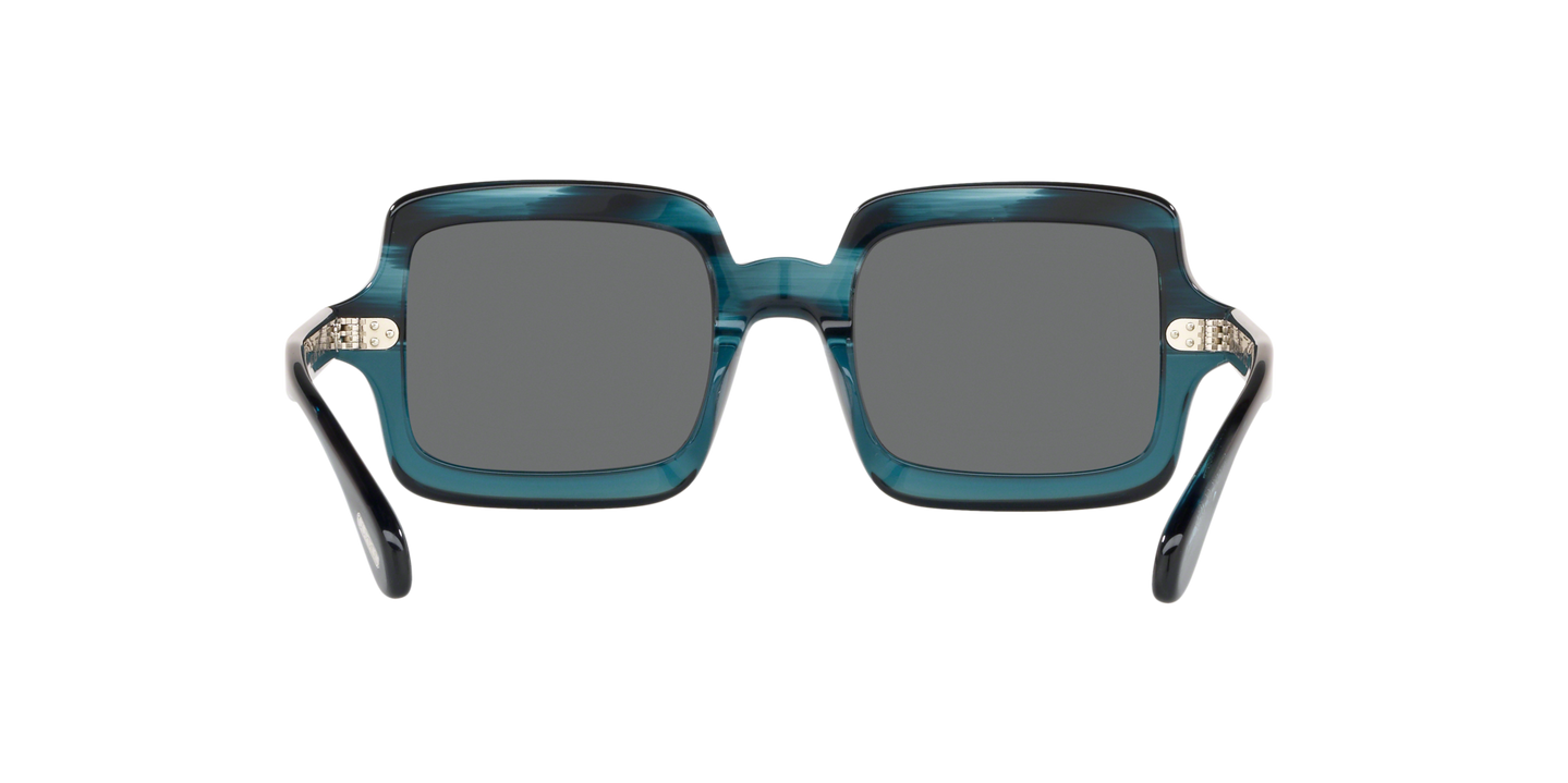 Oliver Peoples Avri with Teal VSB frame and Grey lenses - Image Nosepads