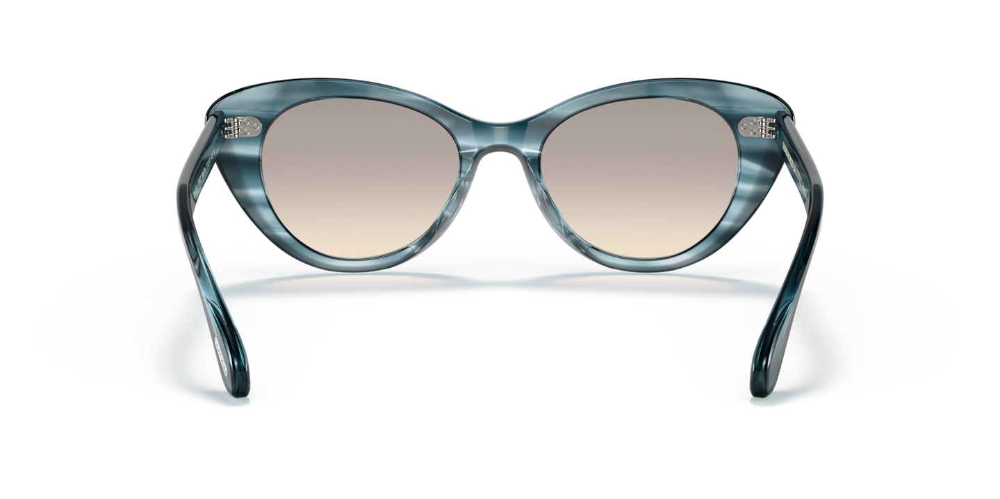 Oliver Peoples Rishell Sun with Washed Lapis frame and Grey lenses - Image Nosepads