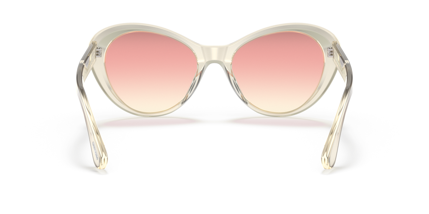 Oliver Peoples Zarene with Pale Citrine frame and Pink lenses - Image Nosepads