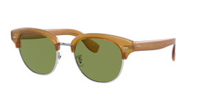 Oliver Peoples Cary Grant 2 Sun with Semi-Matte Amber Tortoise frame and Green lenses - Image 1