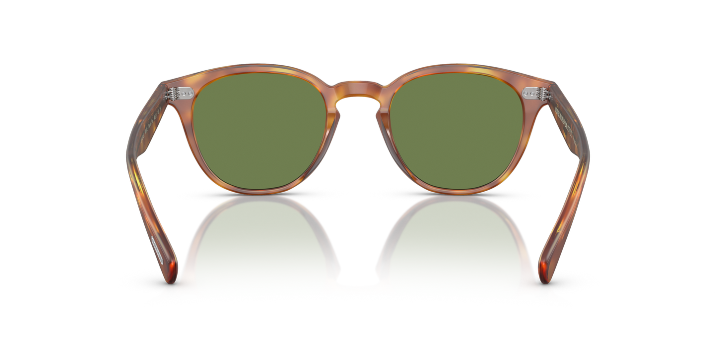 Sie Oliver Peoples Desmon Sun mit LBR halbmatt Gestell und Grün Gläsern - Bild Stegplättchen