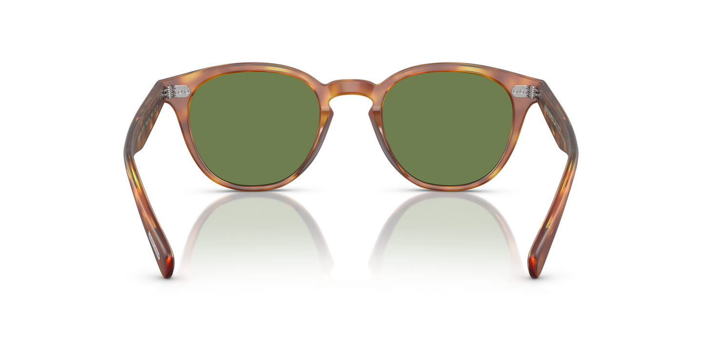 Oliver Peoples Desmon Sun with Semi-Matte LBR frame and Green lenses - Image Nosepads