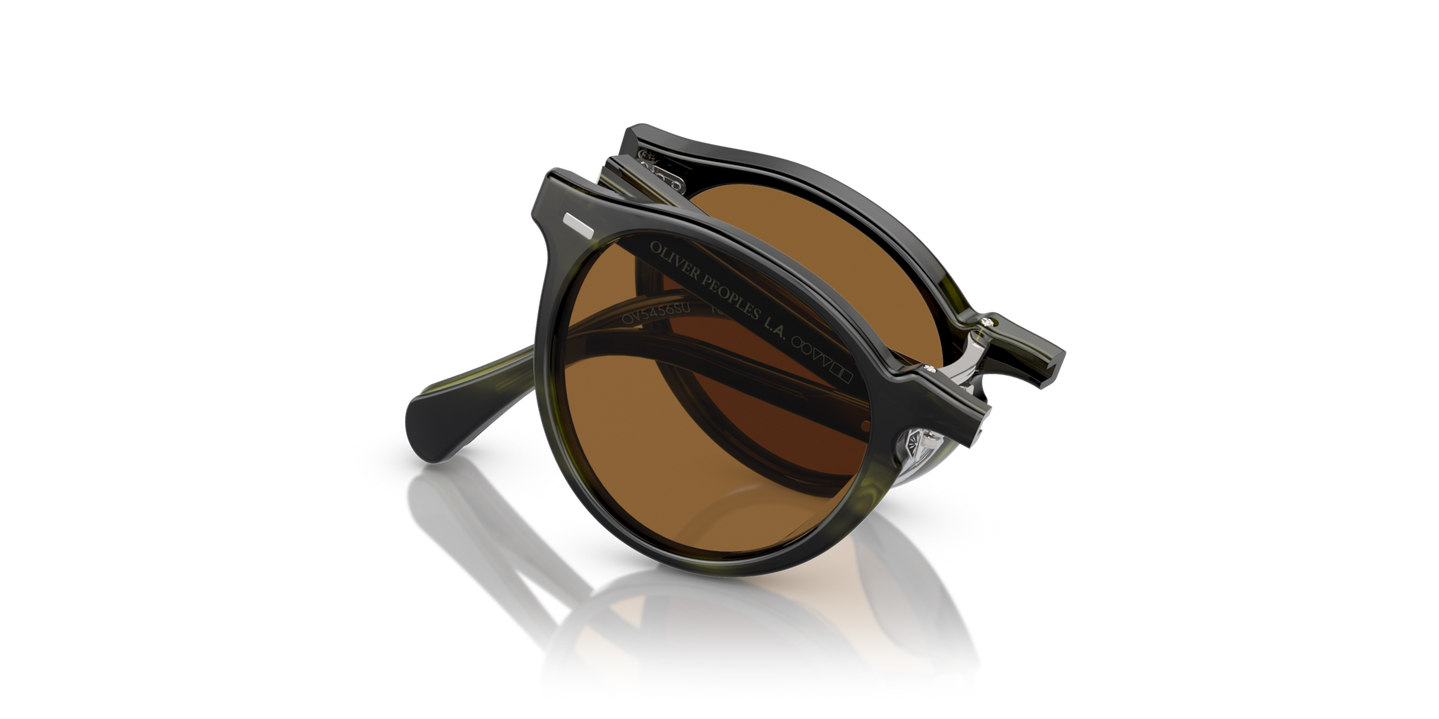 Oliver Peoples Gregory Peck 1962 with Emerald Bark frame and Brown lenses - Image Folding