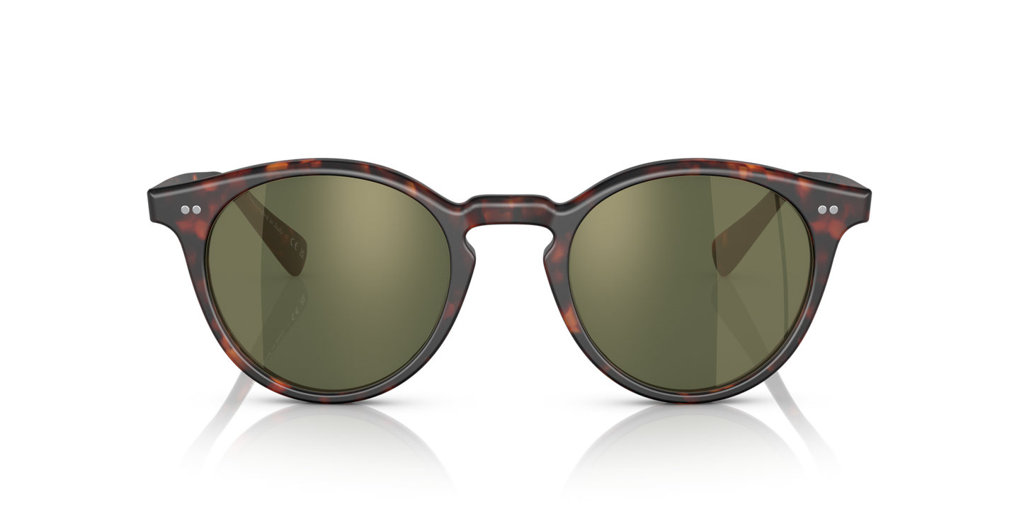 Oliver Peoples Romare Sun with Semi-Matte Sable Tortoise frame and Green lenses - Image Lenses