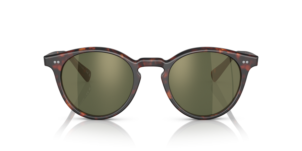 Oliver Peoples Romare Sun with Semi-Matte Sable Tortoise frame and Green lenses - Image 2
