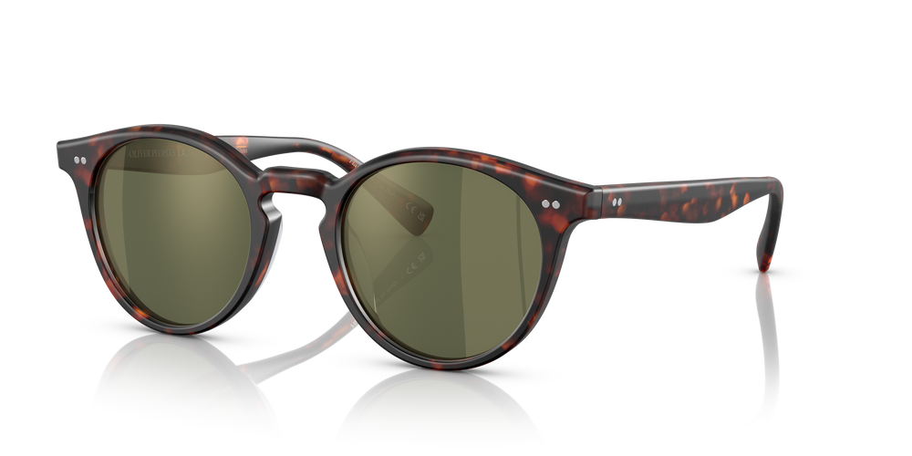 Oliver Peoples Romare Sun avec une monture Semi-Matte Sable Tortoise et des verres Vert - L'image 4