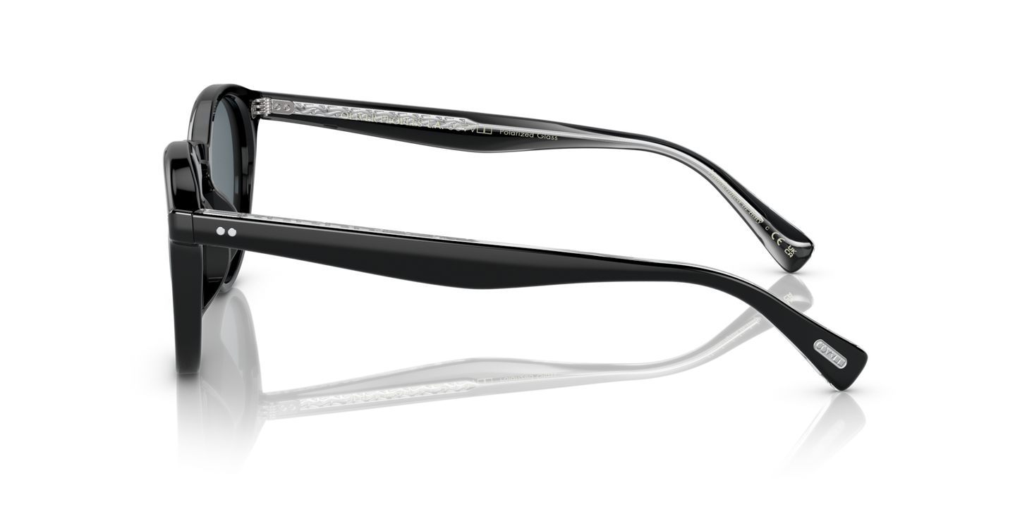 Oliver Peoples Romare Sun with Black frame and Blue lenses - Image Genuine Pins