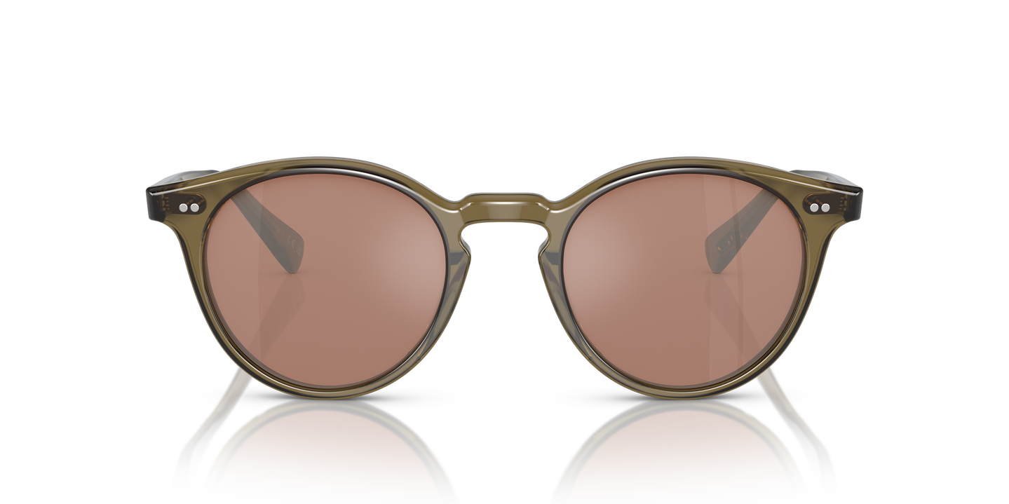 Oliver Peoples Romare Sun with Dusty Olive frame and Persimmon